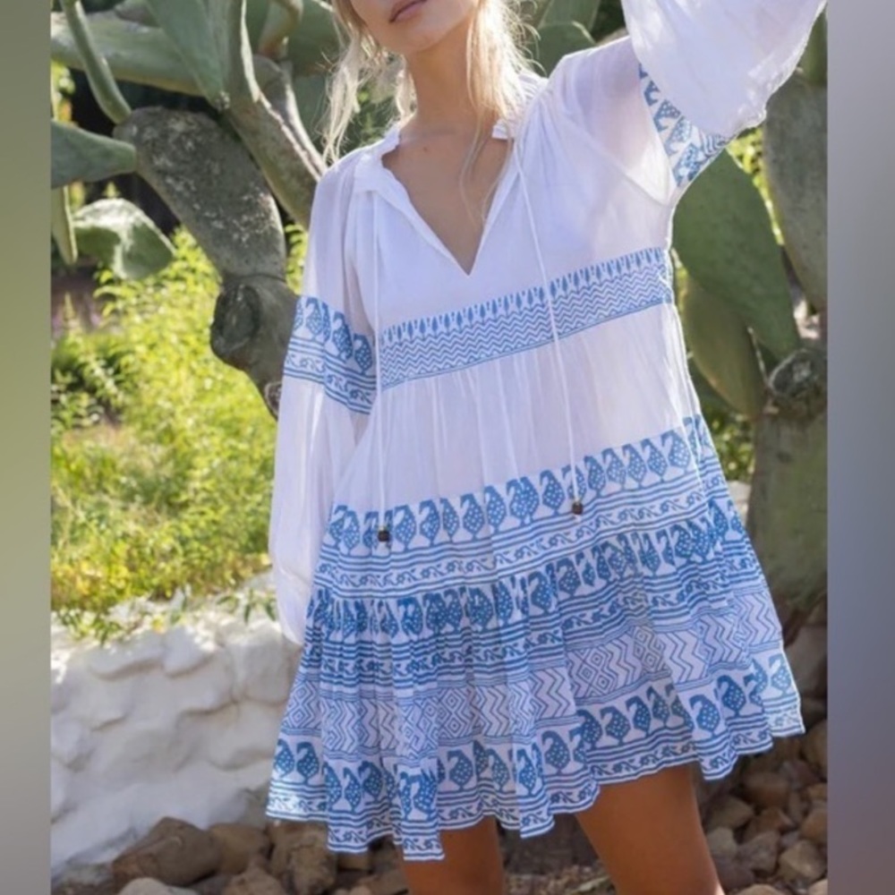 Oliphant Long Balloon Sleeve Vneck Dress M